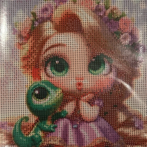 Diamond Art Kit Cute Cartoon Girl and Lizard - Picture 1 of 9